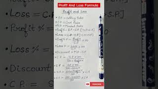 Profit and loss formula  #profitandloss #mathstricks #maths #tricks #formula