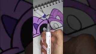 Drawing CatNap BUT With 4 Different Art Supplies, Part 2!  #shorts #satisfying #drawing