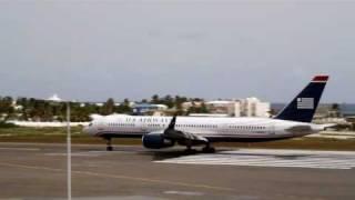 US Airways 757 SXM takeoff