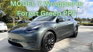 TESLA wrapped my new Model Y in FOREST GREEN PPF!