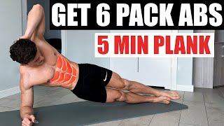 5 MIN PLANK WORKOUT to GET 6 PACK ABS | Smaller Waist Flat Abs Challenge