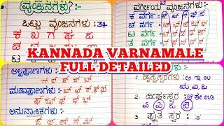 Full ಕನ್ನಡ ವರ್ಣಮಾಲೆ Kannada Varnamale Alphabets, Swaragalu, Vyanjanagalu, Vargiya, Avargiya Vyanjana