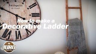 Wooden Decorative Ladder Shelf, Blanket Ladder, Distressed Ladder Display | JURO Workshop