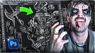 How To Design EVIL BLACK METAL Artwork! Photoshop Tutorial 2023