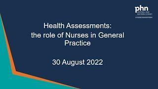 Health Assessments - the role of Nurses in General Practice