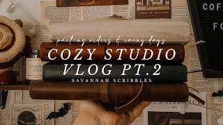 Cozy Studio Vlog pt. 2 I Packing orders, rainy days, & 2024 journal lineup 