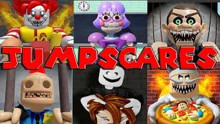 Jumpscares from 6 SCARY OBBY Games v2! Escape Diner, Detention, ToyShop, Prison, Masion & Pizzeria!