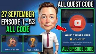 X Empire Youtube Code Today 27 September | XEmpire YouTube Code Today 27 September Episode 53,52,51