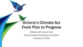 WEBINAR: Ontario’s Climate Act: From Plan to Progress