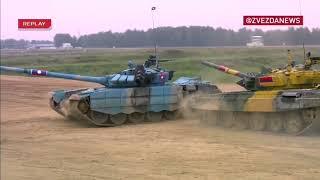 Laos T-72B3M meets accident with Armenia's T-72B3M at Tank Biathlon #armyforum2022 in Russia