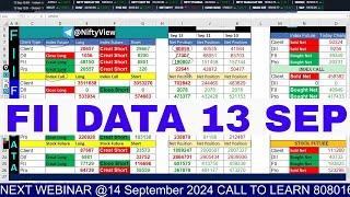 FII fno Data Analysis for Tomorrow 13 sep 2024  fii dii f&o data || nifty banknifty finnifty