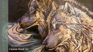 Custom Metal Art - Grinding metal and airbrushing by Amy Keller-Rempp