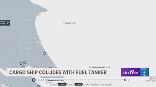 Cargo ship collides with fuel tanker in North Sea