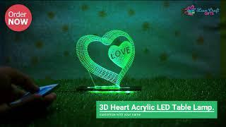 3D Acrylic LED Lamp | Table Top Night Lamp | Love Craft Gifts