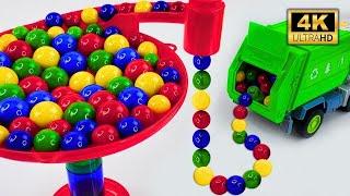 TRANSPORTING PIXAR CARS & FRUITS WITH COLORED - Marble Run Race  HABA Slope - 木曜コーヒー: 作業用カフェBGM