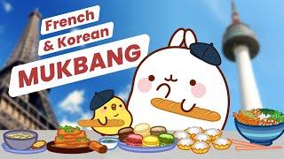 Funny Cartoon MUKBANG | Testing French and Korean Food 