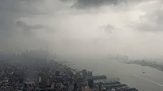 Stormy Day Over New York City - Dramatic Skyline and Hudson River View