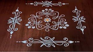 Daily rangoli designs with side borders | Easy sikku kolam | Friday rangoi 5*3 dots | Border kolam