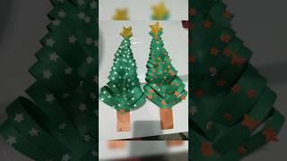 Easy Christmas Tree Craft With Paper || #ytshorts #shortsfeed #christmasdecor #diy #shorts #art