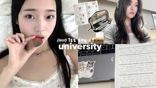 (last) first day of university vlog: grwm, long lectures, haircare routine, cute nails, busy days