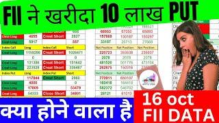 fii data analysis for tomorrow || FII DII Data Analysis For thursday 17 october ‪@niftyview_