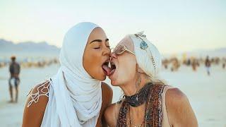 Mature women kisses Young Muslim women at festival | Passionate Lesbian Story