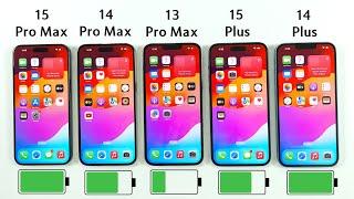 iPhone 15 Pro Max vs 14 Pro Max vs 13 Pro Max vs 15 Plus vs 14 Plus Battery Test | iOS 17 BATTERY