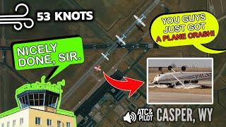 GUSTING WINDS FLIP PLANE AT CASPER AIRPORT!