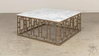 53135 - Brass Gate Cocktail Table W/ Wht Marble