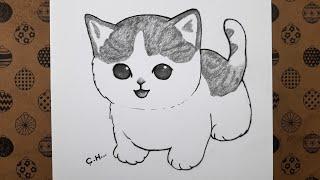 How to Draw Easy Cute Cat Picture Step by Step, Drawing Hobby Pencil Drawing Easy Drawing Ideas