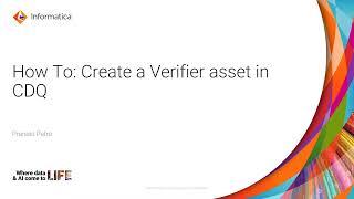 How to Create a Verifier asset in CDQ