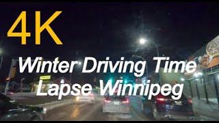 Winter Driving Traffic Street Light Time Lapse Winnipeg Manitoba 4K 24FPS HD Video