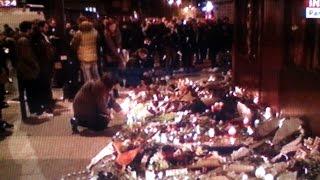 Respect for the Victims of Paris after attack terrorist - People leave a flower