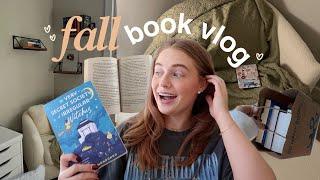 a FALL book vlog  mood reading my fall TBR, setting up my cozy reading corner, Barnes haul & more