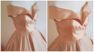 How to Sew off shoulder Cape Ball Gown/Prom Dress