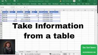 Take information from a table and place it else where in Excel