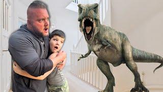 DINOSAUR in OUR HOUSE! Caleb FINDS T-REX Dino BONES with Dinosaur EGG Toys!