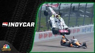 Sting Ray Robb goes airborne as scary crash ends IndyCar Hy-Vee One Step 250 | Motorsports on NBC