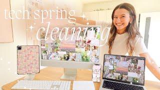 how to clean + declutter your tech!  *spring tech refresh* (organizing, new wallpapers, + more)