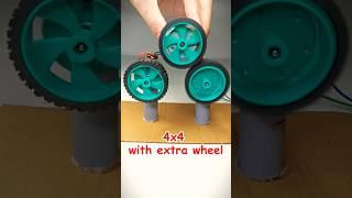 Unique Invention • 4x4 using extra wheel | #tech #4x4 #dcmotor #motor #invention #youtubeshorts