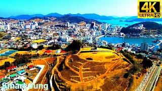 통영 서피랑 | 동피랑 마을 |  드론영상 | Tongyeong Port, Surpirang, Dongpira Village, Korea.