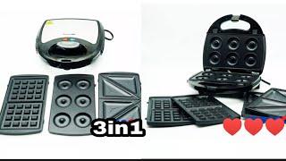 Kutchenluxe 3 in 1 sandwich, waffle and donut maker KSG - 3in1