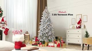 10742805: 7.5ft. Pre-Lit Vermont Flocked Artificial Christmas Tree Warm White Twinkle LED | Michaels