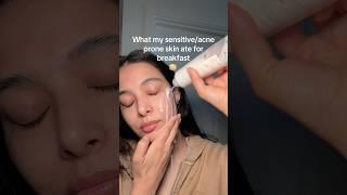 AM skincare routine for sensitive/acne prone skin. #skincare #skincareroutine #hormonalacne