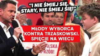 Młody chłopak zadał pytanie na wiecu. Trzaskowski: Nie śmiej się