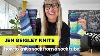 How to knit a sock from a sock tube, start to finish!