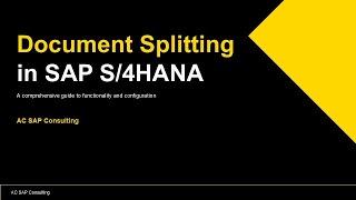 Document Splitting in S/4HANA - Concept and Config  |  AC SAP Consulting