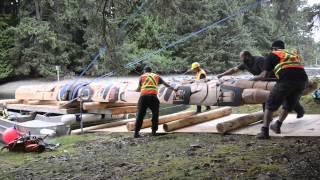 Gwaii Haanas Legacy Pole arriving at Windy Bay, Haida Gwaii