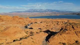 Aerial view of guided trail ride on Double Sammy during UTV Takeover 2024