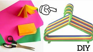 how to make cloth hanger at home/doll clothes hanger/miniature hangers/cloth hanger/useful ideas